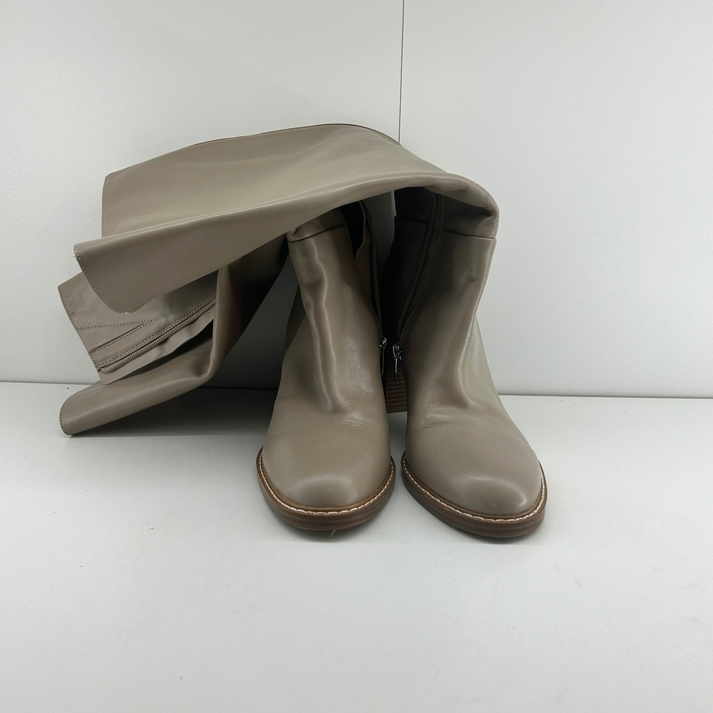 Marc Fisher Womens Knee High Boots Brown Leather Block Heel Size 10 MFGABEY WC
